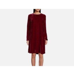 NWT Eileen Fisher Womens Sz Medium Velvet Ballet Neck Tunic Top Ruby Red